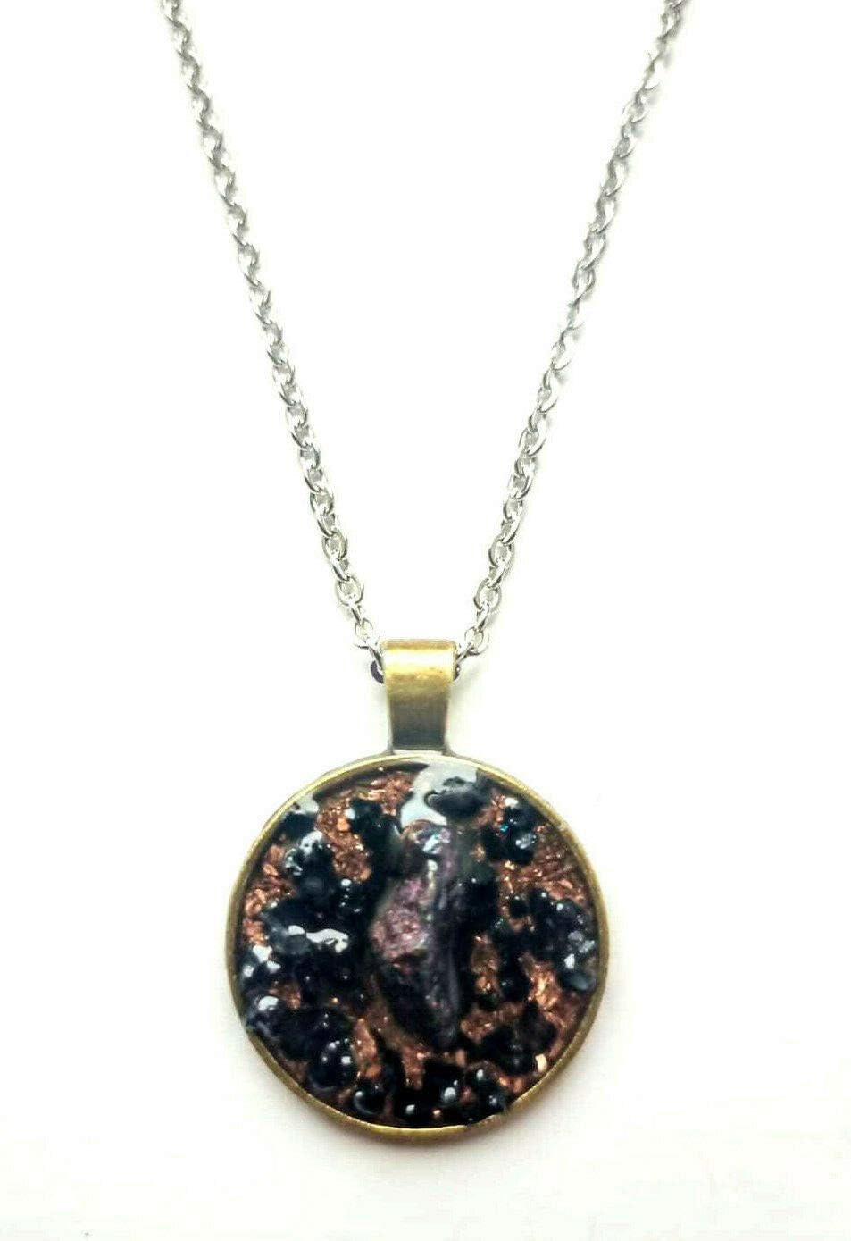 Orgone Orgonite pendant necklace Norwegian Pyrite, Black Tourmaline, yoga, Unisex