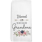 dvhdajed Grandma Gifts Kitchen Dish Towel, Blessed to Be Called Grandma Hand Towels, Grandmother Gift for Women Dish Tea Towels for Bathroom, Mothers Day Birthday Gifts from Grandkids, 16x24 Inch