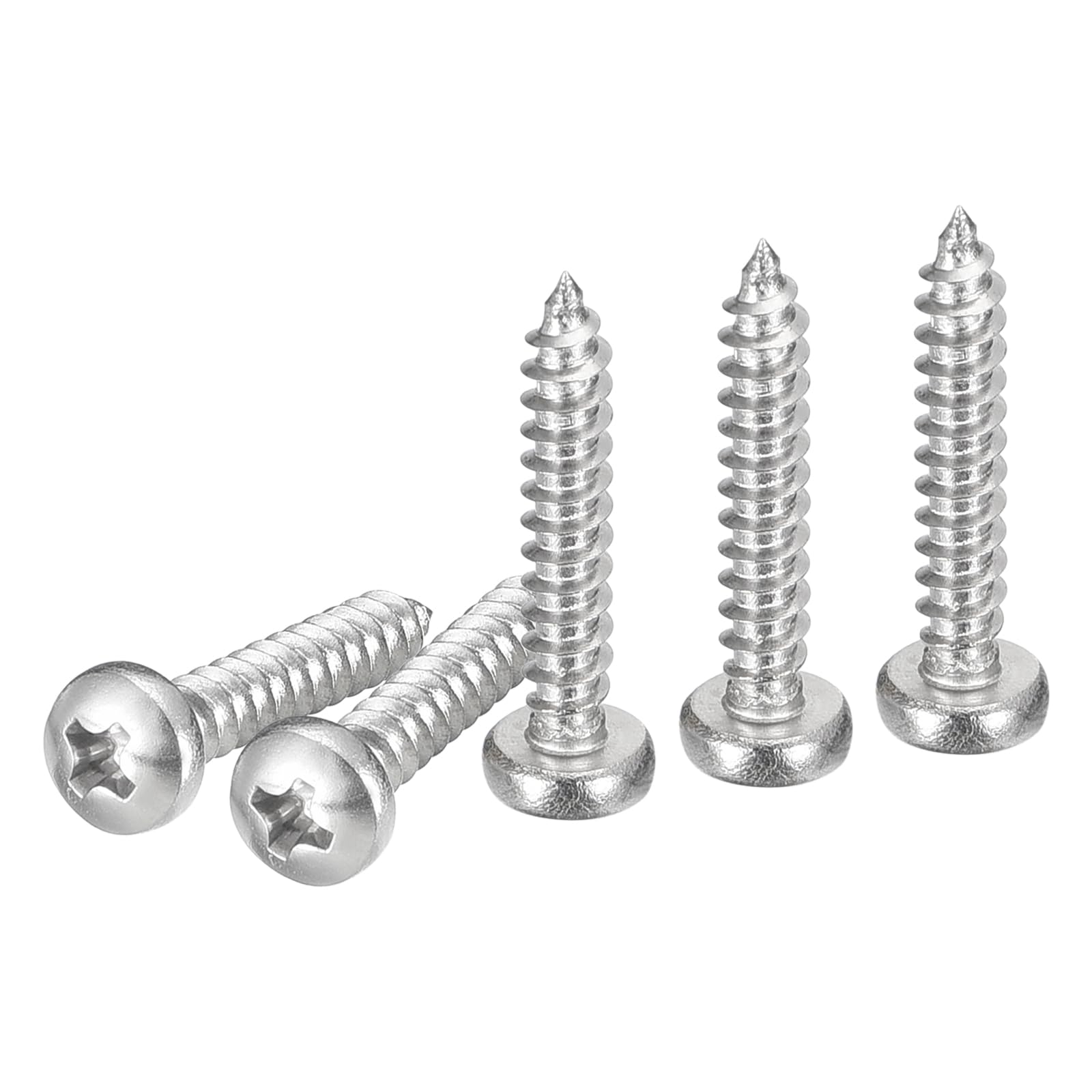 DTGN #4x5/8" Phillips Pan Head Self-tapping Screw - 100Pack - Bright Finish 304 Stainless Steel Sheet Metal Screws Wood Screws — image 1