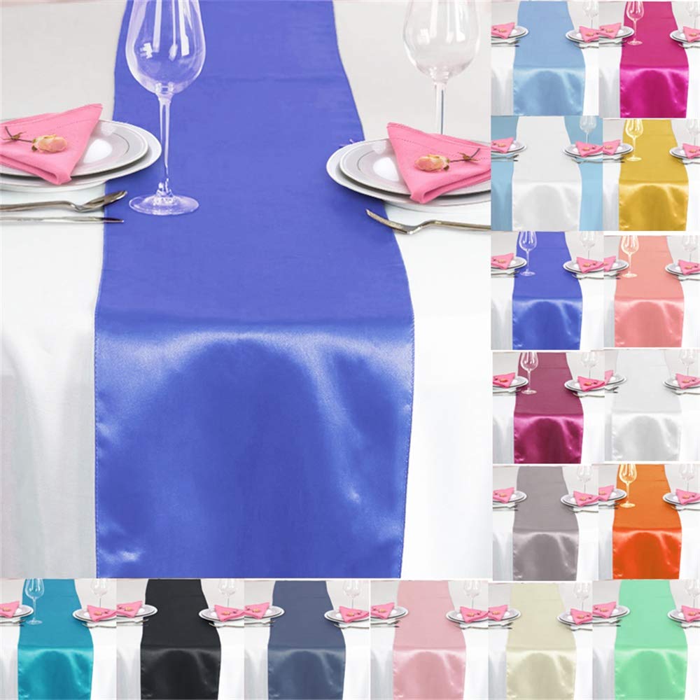 Time to Sparkle 5 Pack Satin Table Runners 12"x108"inch Chair Sashes Swags Wedding Party Table Decoration - Royal Blue