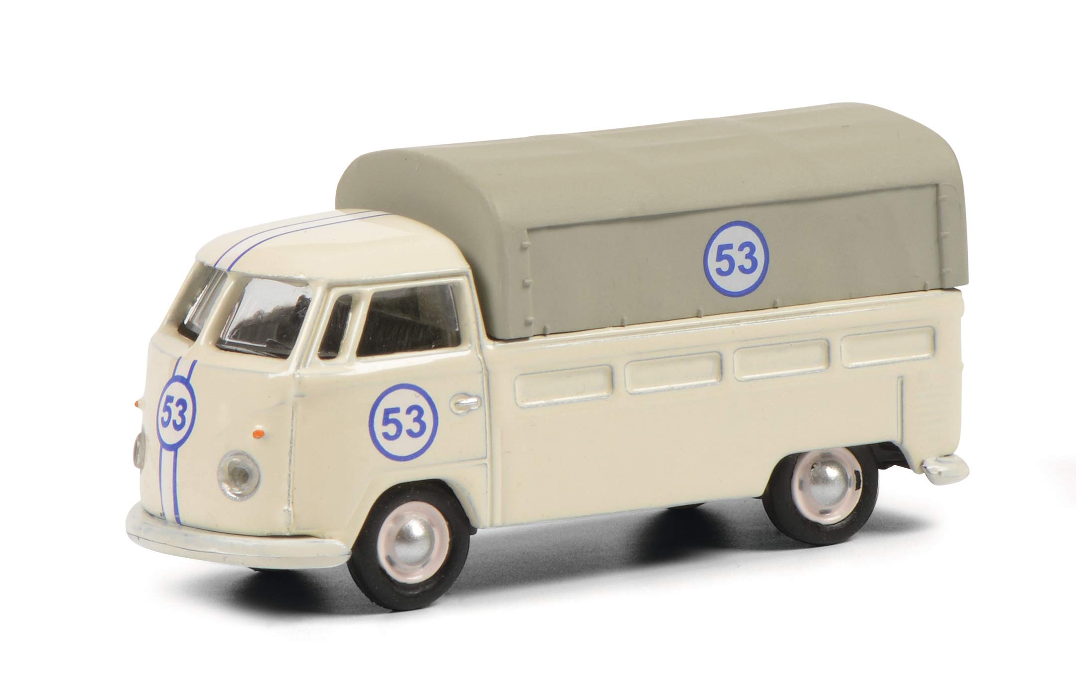 Schuco 452650300 VW T1 Flatbed #53 1:87 Scale Ivory with Race Number