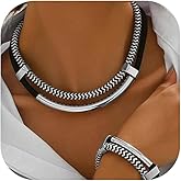 JAVARNV Chunky Necklace and Bracelet Set Choker Rope Thick Gold Silver Statement Dainty Jewelry Punk Cuban Accessories Gift for Women Men