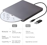 GRTLPOK External CD DVD Drive USB 3.0 Type C Portable Burner Writer Reader Mac view 4