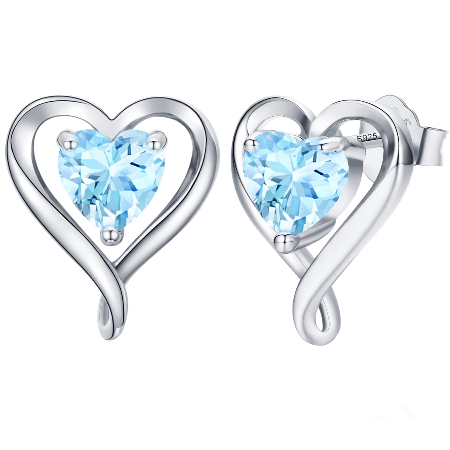 LAVUMO Earrings for Women 925 Sterling Silver/Brass Stud Heart Earrings Hypoallergenic Jewellery Birthday Anniversary Christmas Valentines Gifts for Women Girlfriend Wife