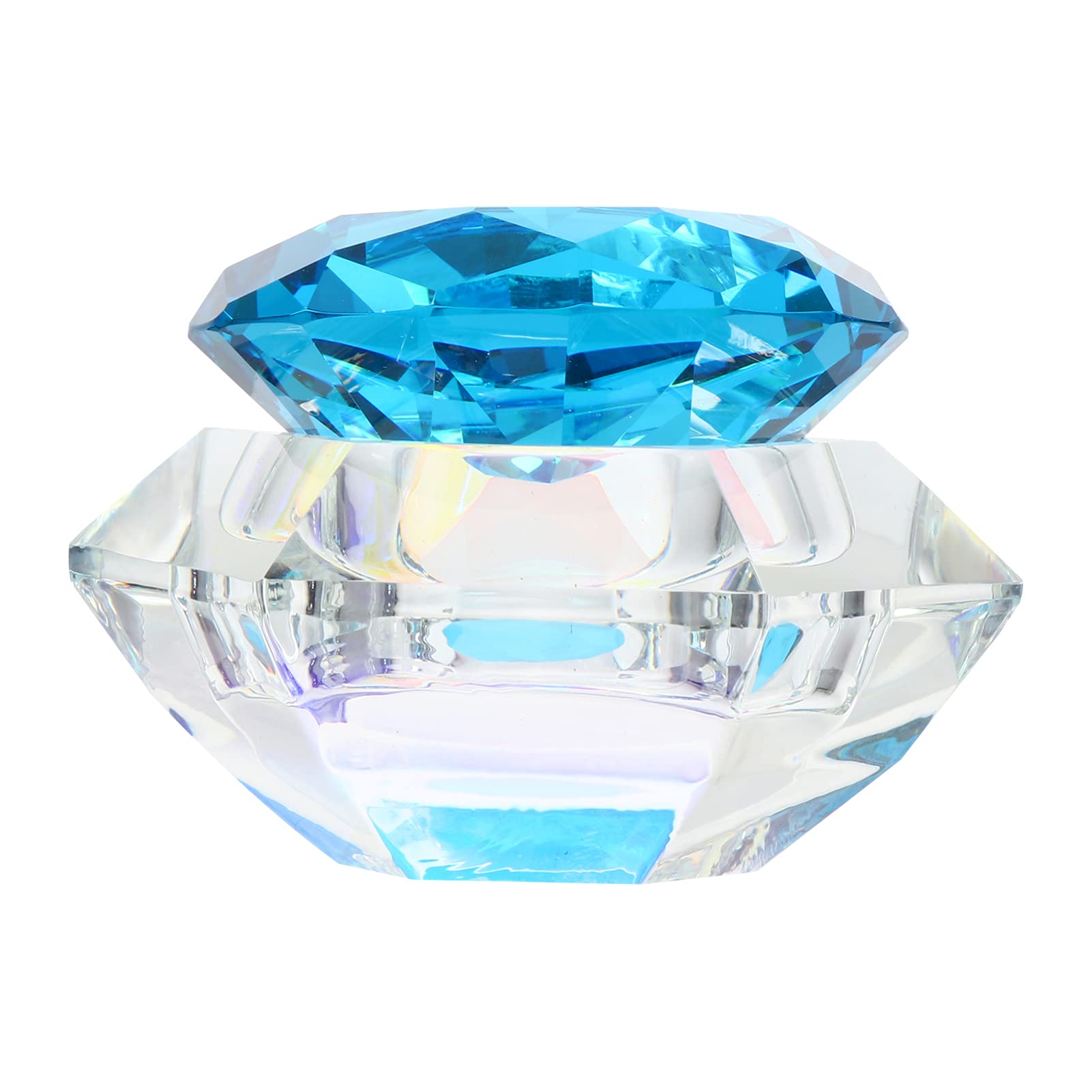 Lurrose Nail Art Dappen Dish Octagon Cup Nail Crystal Bowl Dapping Dish Glass Cup Nails Pen Holder with Lid for Acrylic Liquid Powder Manicure Pedicure Blue