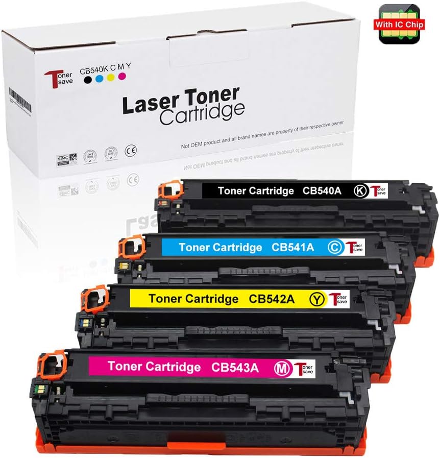 TonerSave 4PK Compatible CB540A CB541A CB542A CB543A HP 125A Toner Cartridge for HP CP1215 Toner 