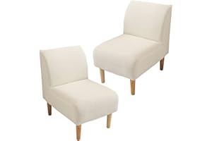 FUANGUI Armless Chair Slipcover 2PCS Armless Accent Chair Cover High Stretch Slipper Chair Slipcover Jacquard Removable Washable Armless Chair Furniture Protector Covers for Dining Living Room, 21