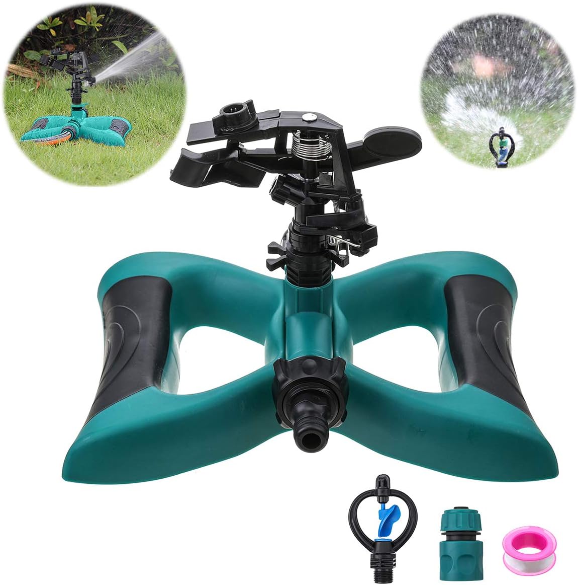 PATHONOR Garden Sprinkler, Lawn Sprinkler 360 Rotating Lawn Sprinkler Water Sprinkler for Kids Lawns Irrigation System Oscillating Sprinkler Covering Large Area Design (Blue Garden Sprinkler)
