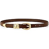 WHIPPY Women Skinny Leather Belt for Jeans Pants Dresses Ladies Fashion Waist Belt with Shiny Gold Buckle