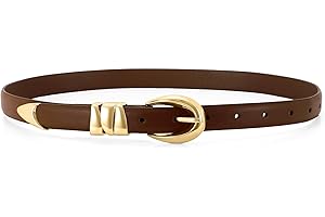 WHIPPY Women Skinny Leather Belt for Jeans Pants Dresses Ladies Fashion Waist Belt with Shiny Gold Buckle