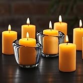 GINITIRI Natural Beeswax Votive Candles,11-12 Hours Unscented Votive Candles Bulk,6 Pack Beeswax Candle for Prayers,100% Pure Bees Wax Candles for Spa Relax
