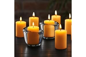 GINITIRI Natural Beeswax Votive Candles,11-12 Hours Unscented Votive Candles Bulk,6 Pack Beeswax Candle for Prayers,100% Pure Bees Wax Candles for Spa Relax