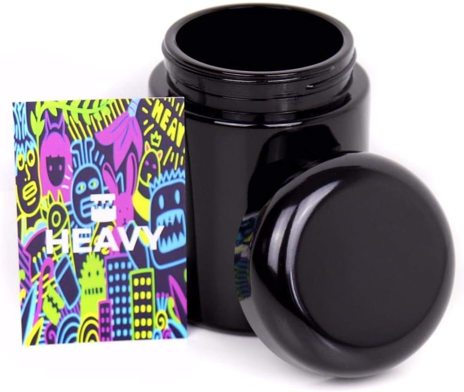 Heavy Guard Jar Compact - Airtight Smell Proof UV Glass Container - Ultimate Ultraviolet Storage Herb Jar Preserves and Protects. (250ml)