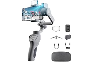 FUNSNAP Capture5 Gimbal Stabilizer for Smartphone, Magnetic AI Tracker Fill Light Remote Control 500g Payload, 3-Axis Phone Gimbal for Android & iPhone 16 15 Pro Max for Video Recording