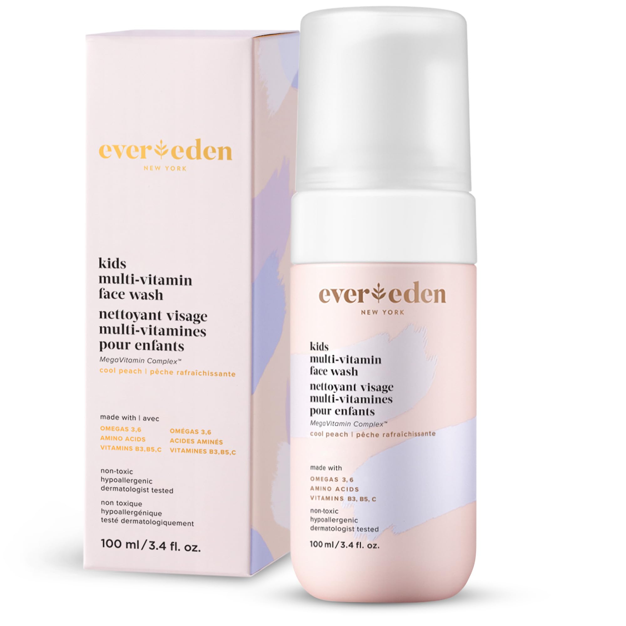Evereden Kids Face Wash: Cool Peach, 100ml | Gentle Kids Skin Care | Non-toxic and Clean Ingredients | Multi-Vitamin Skin Care