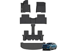 GINOWY-Floor Mats & Cargo Liner Set for Kia Sorento Hybrid 2021-2025 (PHEV& HEV), All Weather Mats Sorento Hybrid Cargo Mat Trunk Mat Trunk Liner TPE Rubber Car Accessories Floor Mat Black