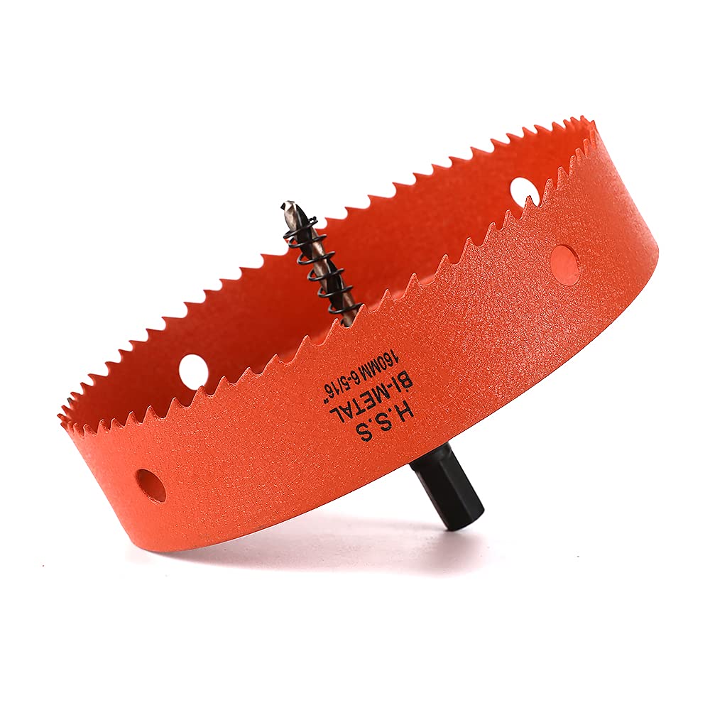 Dribotway 160mm 6-2/7'' Hole Saw, Bi-Metal Hole Saw Drill Bit High Speed Steel, Cutting Circular Holes, for Wood and Metal, Can Easily Drill Wood, Plastic, Plywood, Thin Metal