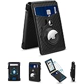Airtag Wallet for Men, Mens Smart Wallet for Air Tag RFID Blocking, Minimalist Bifold Pop Up Aluminum Credit Card Case Holder 9-13 Cards with ID Window & Stretchable Cash Slot, No Airtag Included