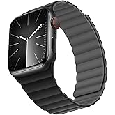 Bisikor Compatible with Apple Watch Band 49 46 45 44 42 41 40 38mm, Double Sided Wearable Silicone Magnetic Strap for iWatch Ultra SE Series 11 10 9 8 7 6 5 4 3 2 1 (38/40/41/42, Black/Gray)