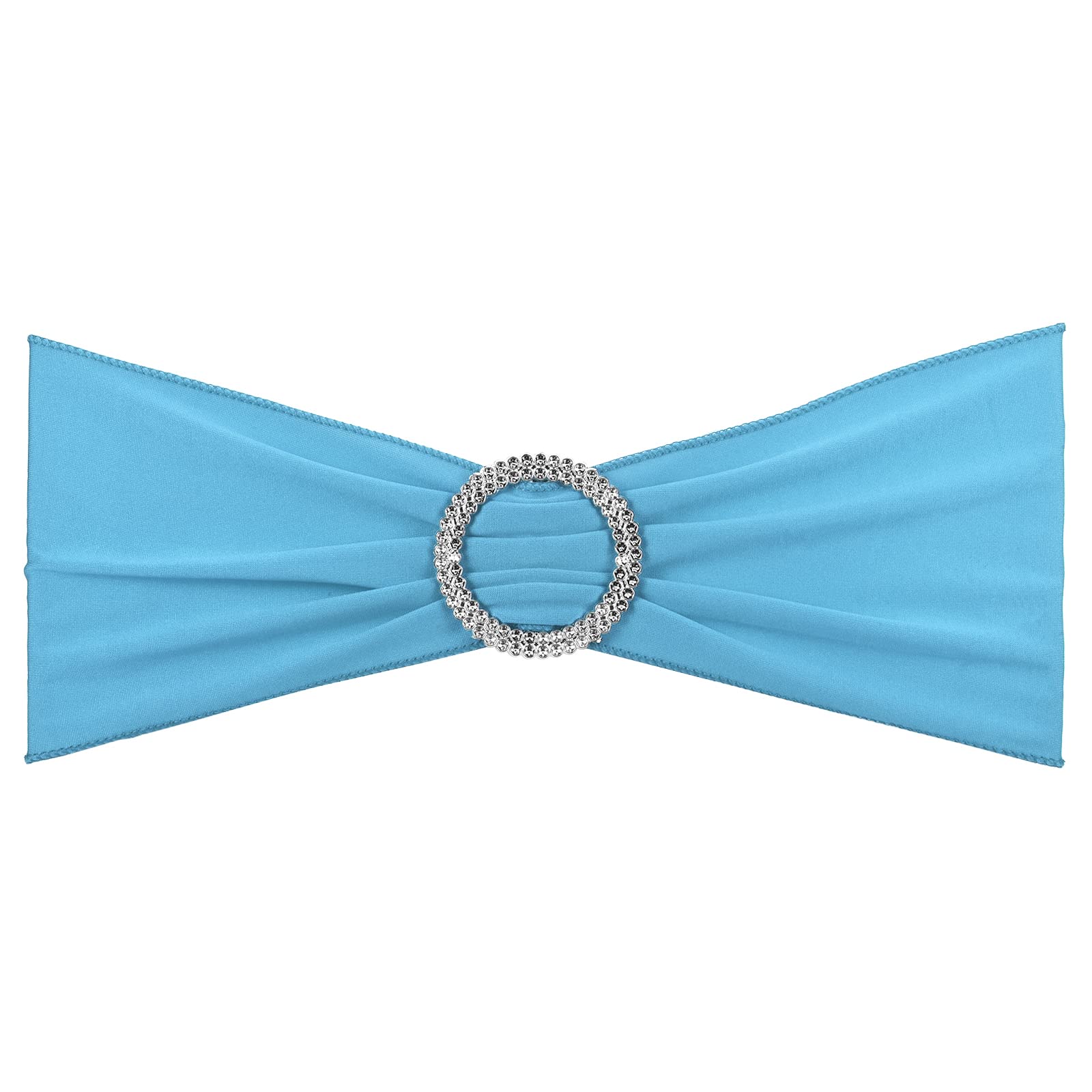 PATIKIL 13" x 5" Stretch Chair Sashes Bows, 25 Pack Elastic Chair Bands Sashes with Buckle Slider for Wedding Banquet Decorations, Light Blue