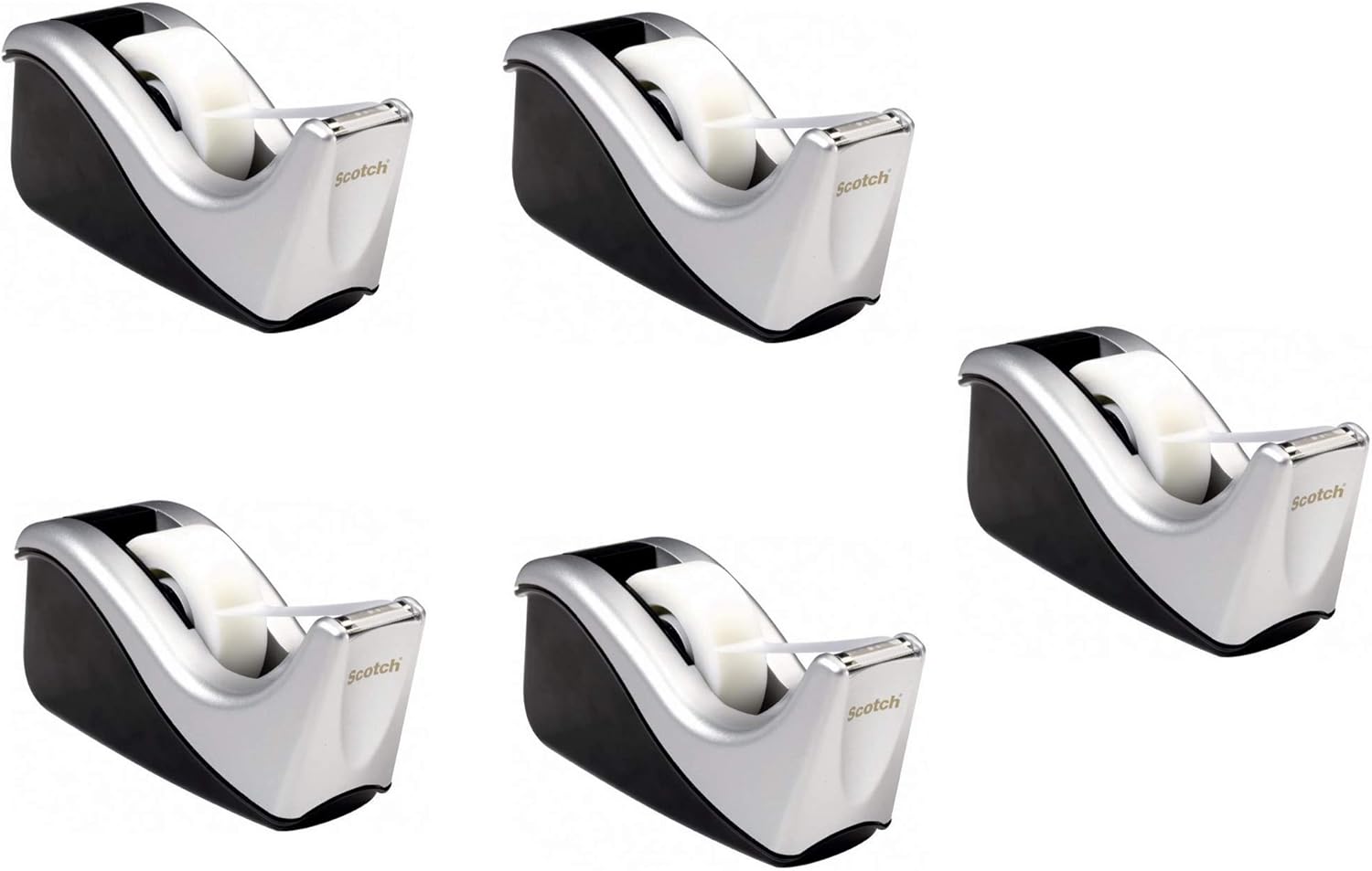Scotch Desktop Tape Dispenser Silvertech, Two-Tone (C60-St), Black/Silver, 1 Pack : Clear Tape Dispensers : Office Products
