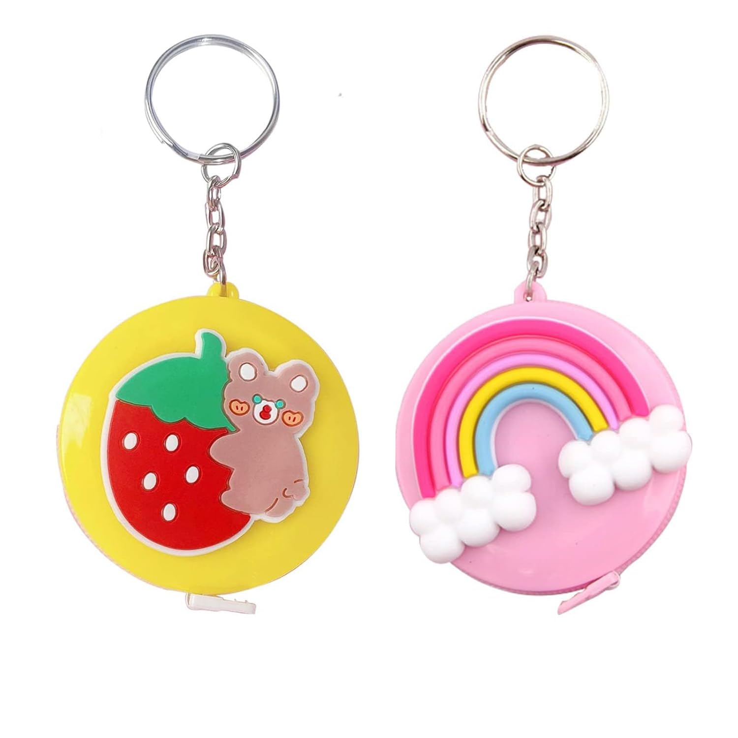 2 Pieces Retractable Cartoon Animal Measuring Tape, Portable Keychain Ruler for Fabric Sewing and Crafting