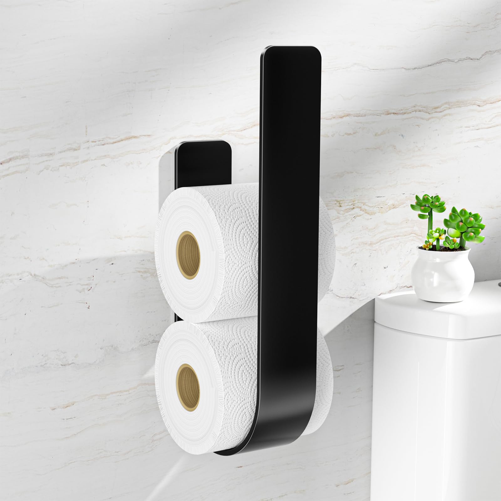 Toilettenpapier Aufbewahrung Schwarz, Selbstklebender Klopapier Aufbewahrung, Toilettenpapierhalter Ohne Bohren, Klorollenaufbewahrung Für 3 Rollen, Ersatzrollenhalter Toilettenpapier