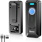 Eyoyo Portable Mini 2D&amp;1D QR Bluetooth Barcode Scanner Wireless with Clip | 2000mAh Battery with Level Indicator, Bar Code Reader for Library Book Inventory, Compatible with iPhone, iPad, Android Phone