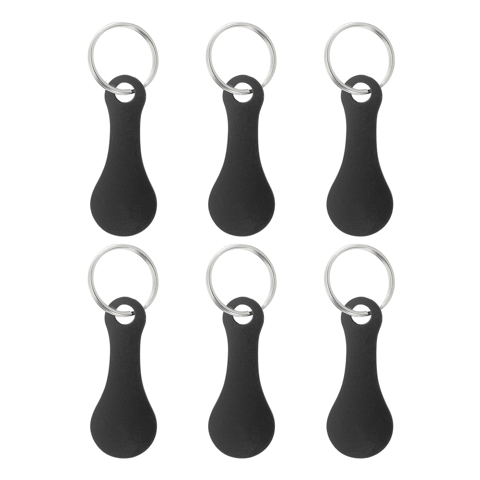 PATIKIL Shopping Trolley Token Key Ring, 6 Pack 2.2 Inch Stainless Steel Cart Remover Unlock Release Keychain for Grocery Shopping Cart, Black