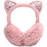 EVBEA Girls Earmuffs Kids Cute Fuzzy Ear Muffs Fluffy Fur Ear Covers Foldable Ear Warmers Winter Warmer Animal Shape Earmuff