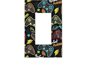 IOFNG 1 Gang Electrical Decora/GFCI Device Wallplate Fun Graffiti Video Game Controller Gaming Gamer Teen Kids Boys Gamepad Single Decorator Rocker Outlet Light Switch Cover Electrical Faceplate Dimmer