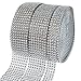 2 Rolls 8 Row 10 Yard and 1 Roll 4 Row 10 Yard Acrylic Rhinestone Diamond Ribbon, Silver Bling Diamond Wrap Ribbon for Wedding Cakes, Birthday Decorations, Baby Shower Events, Arts and Crafts 3 Rolls
