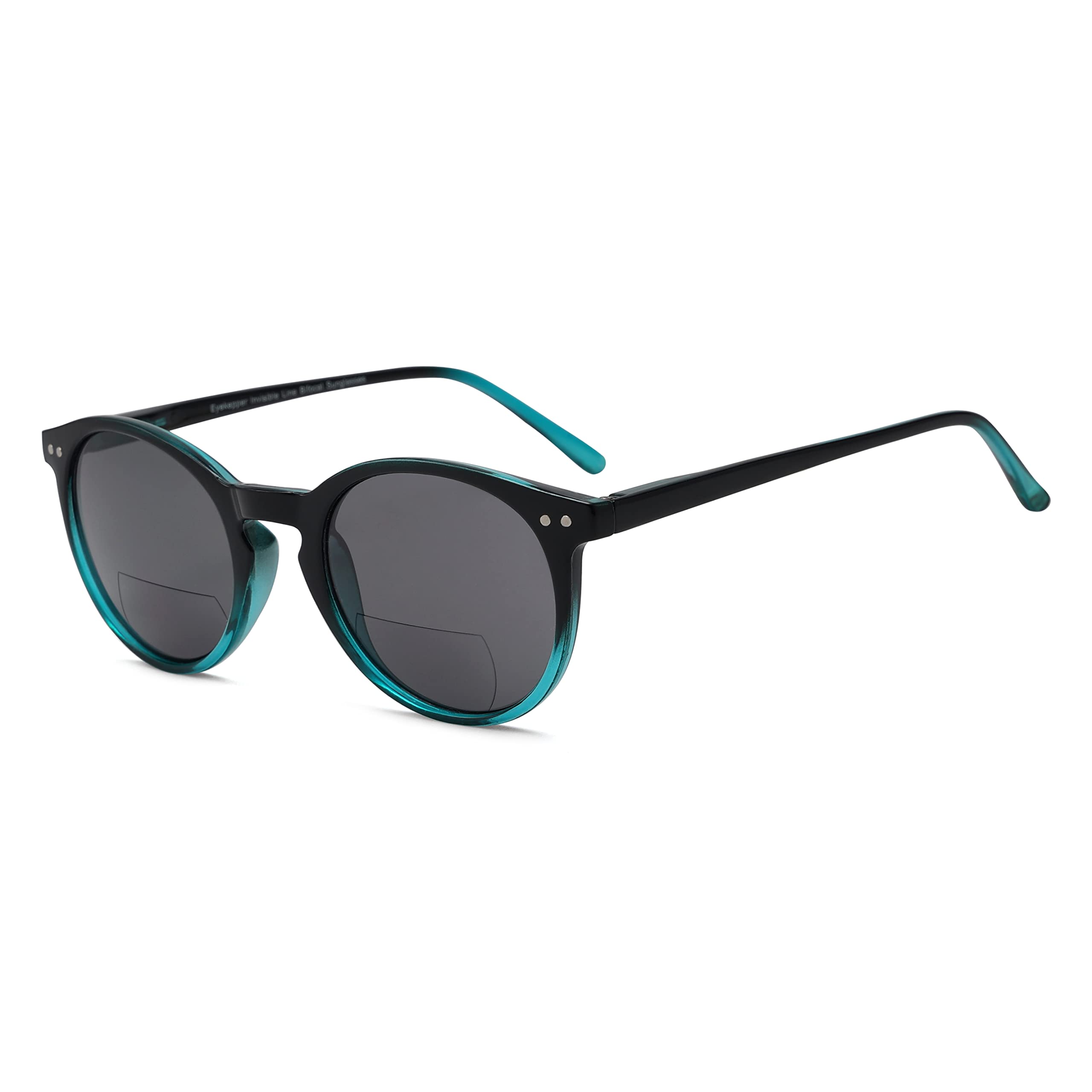 Eyekepper Key Hole Style Spring-Hinged Round Bifocal Sunglasses Sunshine Readers Black-Green