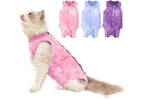 Leiksen Cat Recovery Suit,Cat Surgery Recovery Suit Female, Kitten Cat Onesie for Cats After Surgery Female Spay Surgical Post-Surgery Abdominal Wound Skin Diseases Protection(Pink-S)