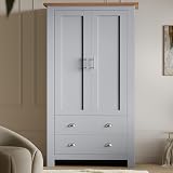 Generic 3 Door 2 Drawer Wardrobe Grey Oak MDF Melamine Handles view 2