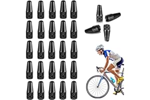 LuckyMoon 25 Pcs Bicycle Presta Valve Caps, Black Anodized Aluminum Alloy Presta Cycling Valve Caps, Lightweight French Style