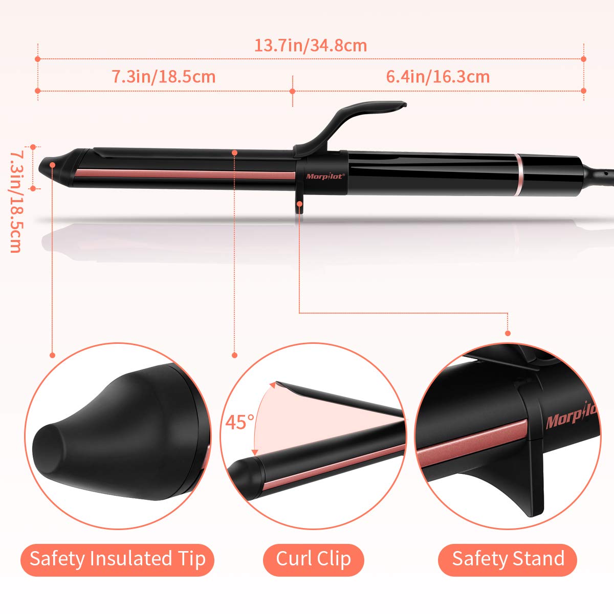 Ceramic Curling Iron,1.25 inch Curling Wand,Tourmaline Coating Hair curler with Rotary Temperature Control LCD Temp Display Include Heat Resistant Glove