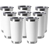 HASLE OUTFITTERS 20oz Tumblers Bulk Stainless Steel Cup with Lid Double Wall Vacuum Insulated Coffee Mug for Cold & Hot Drinks 8 Pack, White