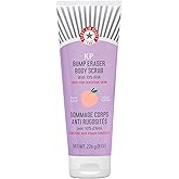 First Aid Beauty - KP Bump Eraser Body Scrub with 10% AHA, Keratosis Pilaris Exfoliator with Glycolic and Lactic acids, Helps Reduce Chicken Skin Bumps, Safe for Sensitive Skin, Peach Scent (8 oz)