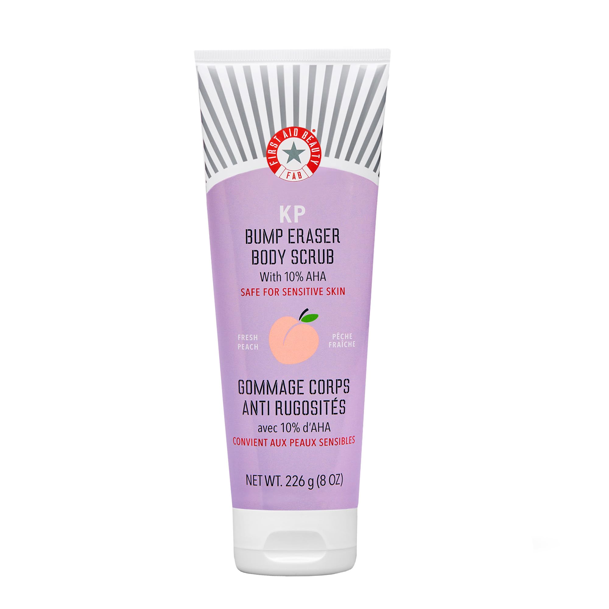 First Aid Beauty - KP Bump Eraser Body Scrub with 10% AHA, Keratosis Pilaris Exfoliator with Glycolic and Lactic acids, Helps Reduce Chicken Skin Bumps, Safe for Sensitive Skin, Peach Scent (8 oz) Image