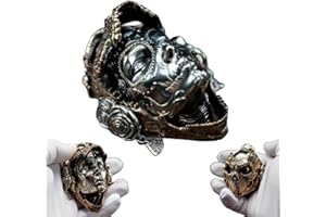 DOLCBPS Handmade Metal Mechanical Skull – Magnetic Decoration, Steampunk Skull Metallic Finish Art for Home Decor, Gothic Skull Mask, Creative Interactive Mechanical Skull (1pc)