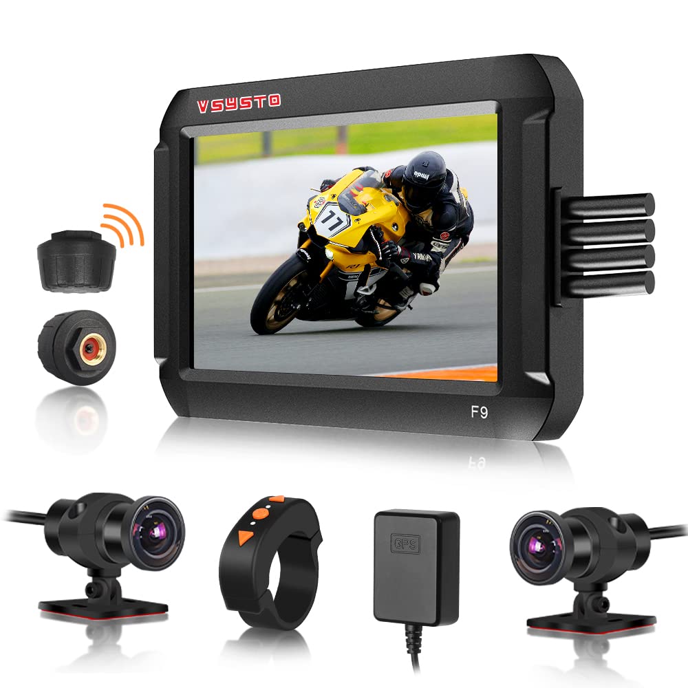 VSYSTO WiFi Motorcycle Dash Cam, Tire Pressure