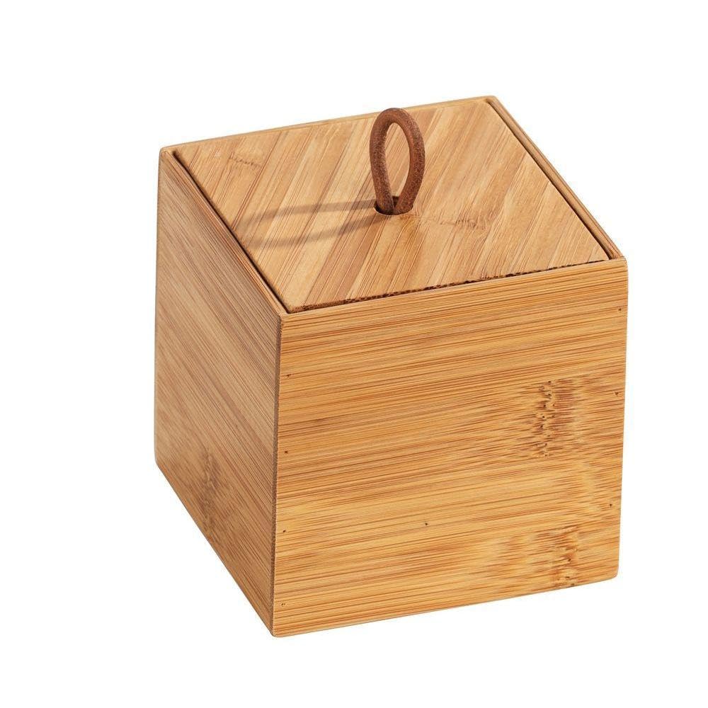 WENKO Terra Bamboo Organiser Box with 3 Compartments - Storage Box, Bathroom Basket, Bamboo, brown, Maße (B x H x T): 9 x 9 x 9 cm