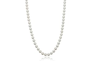 Belacqua Natural Cultured Freshwater Pearl Strand Necklace in Sterling Silver, Size 5.5-9.5mm, Length-16 to 36 Inches, Clasp-Fishhook, Jewelry for Women, Gift Box Included