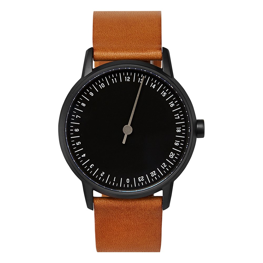 slow round 07 - Brown Leather, Black Case, Black Dial