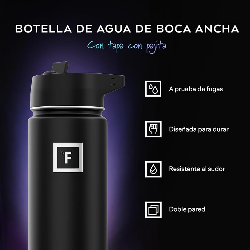Garrafa de água em aço inoxidável com palha - 650/950/1200/1800 ml - Cantina de parede dupla isolada sem BPA - Garrafa térmica de água fria - garrafa térmica Ginásio Ginásio Caminhadas Crianças - Garrafa de água — foto 2 de 7