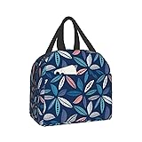 Blue Leaf Lunch Bag Tropical Plants Insulated Lunch