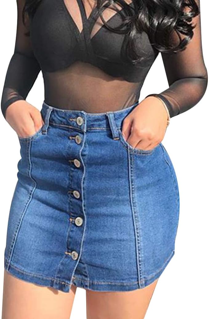 button down skirt denim