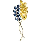 Ear of Wheat Brooches for Women Unisex Rhinestone Ukrainian Patriotic Pins 4-color Plant Office Party New Year Gifts