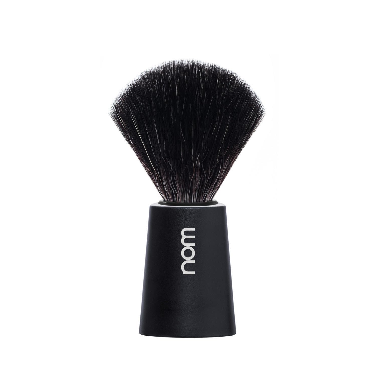 NOM Carl Shaving Brush | Vegan Shave Brush for Shaving Soaps and Creams | Sustainable eco-Friendly and Reusable |exfoliating Shaving Brush | Black Handle